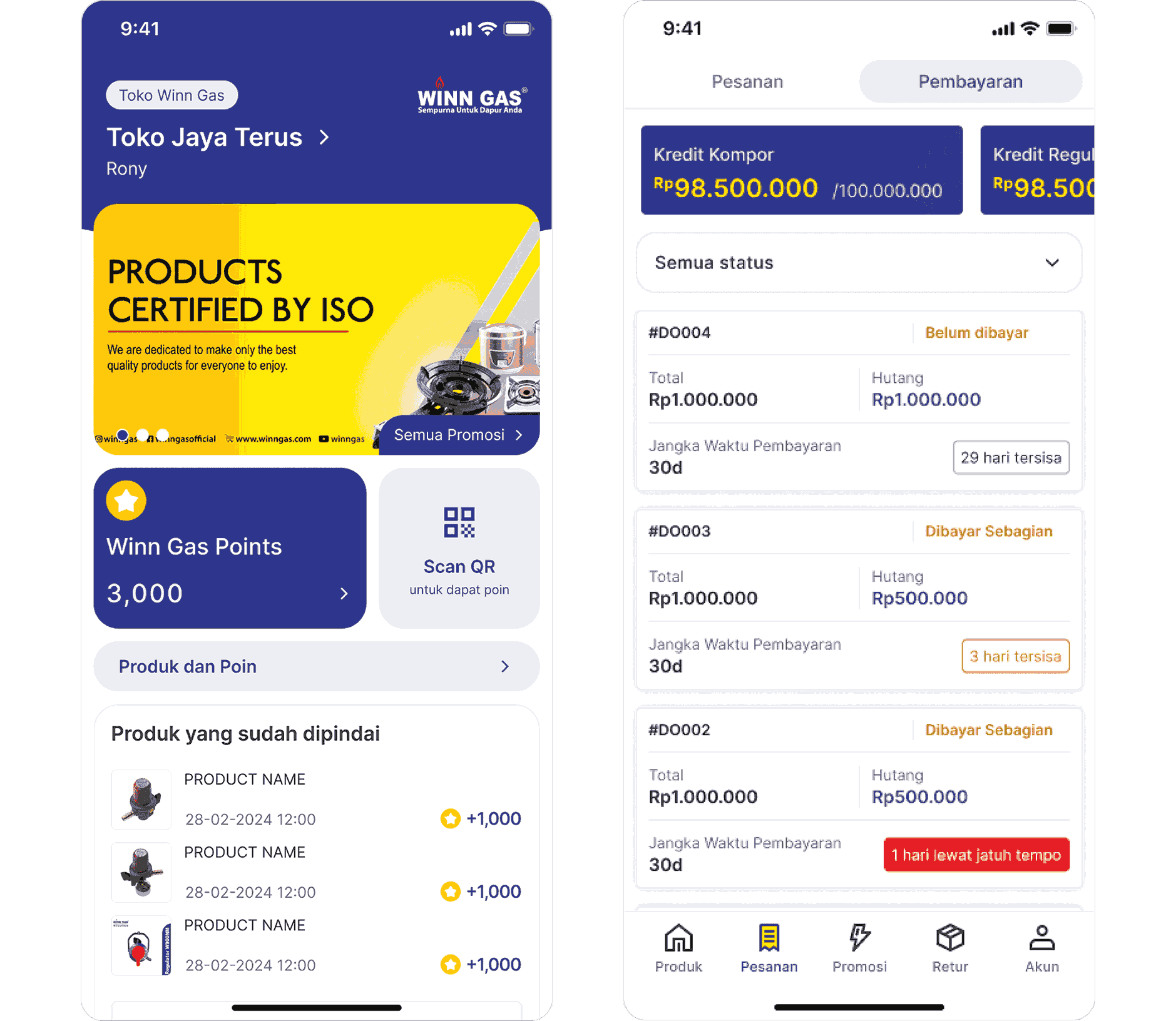 Win Gas Retail and Distributor Mobile App for logistics and inventory tracking.